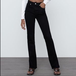 Zara hi rise split skinny jeans black